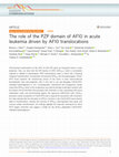 Research paper thumbnail of The role of the PZP domain of AF10 in acute leukemia driven by AF10 translocations