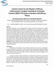 Research paper thumbnail of Content criteria for the Module of Efficacy Enhancement in English Teaching for Preschool Teachers (MEET-PT) based on Bandura Self Efficacy Theory