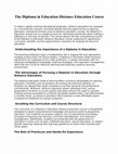 Research paper thumbnail of The Diploma in Education Distance Education Course