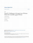 Research paper thumbnail of Panel IV: Challenges to Proving Cases of Torture before the Committee against Torture