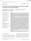 Research paper thumbnail of The effect of mass media campaigns on oral health knowledge: A systematic review and meta-analysis