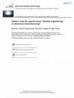 Research paper thumbnail of Editors’ note for special issue: “Quality engineering in advanced manufacturing”