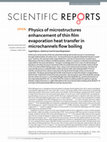 Research paper thumbnail of Physics of microstructures enhancement of thin film evaporation heat transfer in microchannels flow boiling