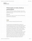 Research paper thumbnail of Philosophy in Ovid, Ovid as philosopher, K. Volk and G. Williams, eds.