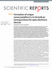 Research paper thumbnail of Formation of unique nanocrystalline Cu-In-Se bulk pn homojunctions for opto-electronic devices