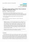 Research paper thumbnail of Article Knowledge Leakages and Ways to Reduce Them in Small and Medium-Sized Enterprises (SMEs)