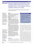 Research paper thumbnail of Impact of patient characteristics on the Canadian Patient Experiences Survey–Inpatient Care: survey analysis from an academic tertiary care centre