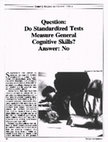 Research paper thumbnail of Question: Do Standardized Tests Measure General Cognitive Skills? Answer: No