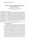 Research paper thumbnail of Does the Provision of Assistive Technology Increase Disability Employment?