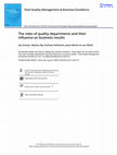 Research paper thumbnail of The roles of quality departments and their influence on business results