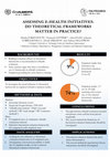 Research paper thumbnail of Assessing eHealth initiatives: Do theoretical frameworks matter in practice?