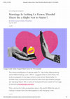 Research paper thumbnail of Should There Be a Right Not to Marry?- Swaddle article