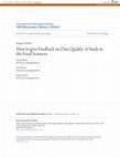 Research paper thumbnail of How to give Feedback on Data Quality: A Study in the Food Sciences