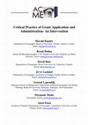 Research paper thumbnail of Critical Practice of Grant Application and Administration