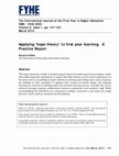 Research paper thumbnail of Applying ‘hope theory’ to first year learning. A Practice Report