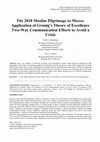 Research paper thumbnail of The 2018 Muslim Pilgrimage to Mecca: Application of Grunig’s Theory of Excellence Two-Way Communication Efforts to Avoid a Crisis