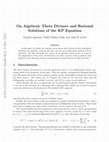 Research paper thumbnail of On Algebraic Theta Divisors and Rational Solutions of the KP Equation