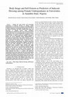 Research paper thumbnail of Body Image and Self-Esteem as Predictors of Indecent Dressing among Female Undergraduates in Universities in Anambra State, Nigeria