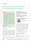 Research paper thumbnail of Role of plaque in the clearance of salivary sucrose and its influence on salivary ph