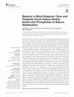 Research paper thumbnail of Balance in Blind Subjects: Cane and Fingertip Touch Induce Similar Extent and Promptness of Stance Stabilization