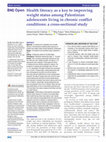 Research paper thumbnail of Health literacy as a key to improving weight status among Palestinian adolescents living in chronic conflict conditions: a cross-sectional study