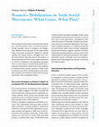 Research paper thumbnail of Women’s Mobilization in Arab Social Movements: What Gains, What Pain?