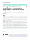 Research paper thumbnail of Knowledge and beliefs about oocyte cryopreservation for medical and social reasons in female students: a cross-sectional survey