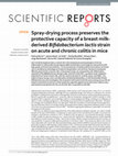 Research paper thumbnail of Spray-drying process preserves the protective capacity of a breast milk-derived Bifidobacterium lactis strain on acute and chronic colitis in mice