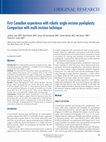 Research paper thumbnail of First Canadian experience with robotic single-incision pyeloplasty: Comparison with multi-incision technique