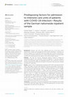 Research paper thumbnail of Predisposing factors for admission to intensive care units of patients with COVID-19 infection—Results of the German nationwide inpatient sample