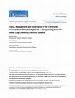 Research paper thumbnail of Status, Management, and Governance of the Communal Grasslands of Ethiopia’s Highlands: A Disappearing Asset for Mixed Crop-Livestock Livelihood Systems