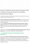 Research paper thumbnail of 2023 Nylon & Polythene Bag Production Business Plan in Nigeria: Financial Analysis & Feasibility