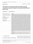 Research paper thumbnail of The influence of ultraviolet reflectance differs between conspicuous aposematic signals in neotropical butterflies and poison frogs