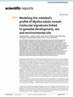 Research paper thumbnail of Modeling the metabolic profile of Mytilus edulis reveals molecular signatures linked to gonadal development, sex and environmental site