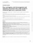 Research paper thumbnail of Poor oral hygiene, oral microorganisms and aspiration pneumonia risk in older people in residential aged care: a systematic review