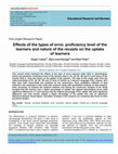 Research paper thumbnail of Effects of the types of error, proficiency level of the learners and nature of the recasts on the uptake of learners