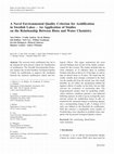 Research paper thumbnail of A Novel Environmental Quality Criterion for Acidification in Swedish Lakes—An Application of Studies on the Relationship Between Biota and Water Chemistry