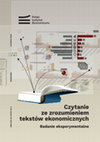 Research paper thumbnail of Czytanie ze zrozumieniem tekstów ekonomicznych. Badanie eksperymentalne