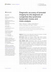 Research paper thumbnail of Diagnostic accuracy of prenatal imaging for the diagnosis of congenital Zika syndrome: Systematic review and meta-analysis