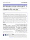 Research paper thumbnail of Brain-derived neurotrophic factor produced long-term synaptic enhancement in the anterior cingulate cortex of adult mice