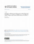 Research paper thumbnail of A Reply to Abramson ’s Response to My “Beyond Mind” Papers and Some Reflections on Wilber V