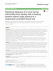 Research paper thumbnail of Nutritional adequacy of a novel human milk fortifier from donkey milk in feeding preterm infants: study protocol of a randomized controlled clinical trial