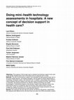 Research paper thumbnail of Doing mini–health technology assessments in hospitals: A new concept of decision support in health care?