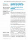 Research paper thumbnail of Safety and Efficacy of Methoxy Polyethylene Glycol-epoetin Beta in Anemia Treatment in Patients on Hemodialysis: a Macedonian Experience