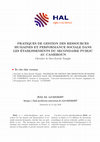 Research paper thumbnail of Pratiques De Gestion Des Ressources Humaines et Performance Sociale Dans Les Établissements Du Secondaire Public Au Cameroun