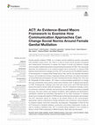 Research paper thumbnail of ACT: An Evidence-Based Macro Framework to Examine How Communication Approaches Can Change Social Norms Around Female Genital Mutilation