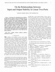 Research paper thumbnail of On the Relationships Between Input and Output Stability in Two-Ports