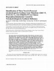 Research paper thumbnail of Identification of three novel 6-pyruvoyl-tetrahydropterin synthase gene mutations (226C>T, IVS3+1G>A, 116-119delTGTT) in Chinese hyperphenylalaninemia caused by tetrahydrobiopterin synthesis deficiency