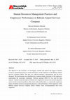 Research paper thumbnail of Human Resources Management Practices and Employees' Performance in Bahrain Airport Services Company