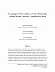 Research paper thumbnail of Examining the Nature of Theory–Practice Relationships in Initial Teacher Education: A Canadian Case Study